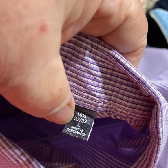 Van Heusen Purple White Checked Button Down Shirt - Picture 6 of 7